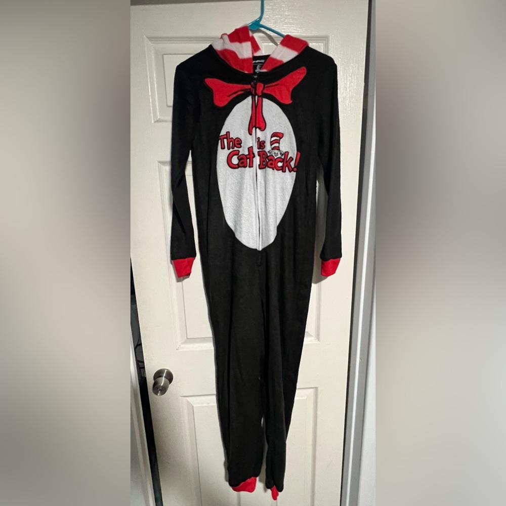 Women’s Cat In the Hat Hooded Onesie!